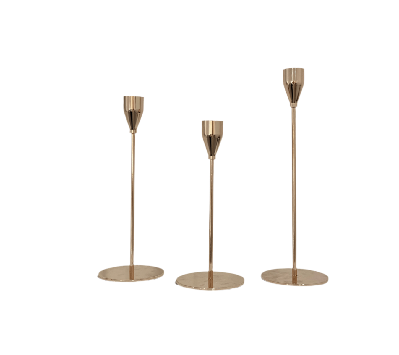 Gold Metal Candlestick holders - Set of 3
