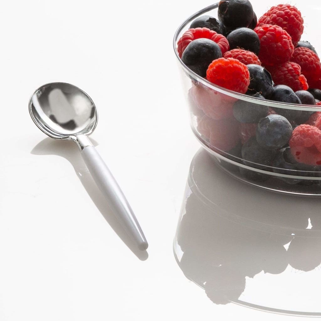 Silver Glitter Plastic Mini Spoons | 20 Spoons