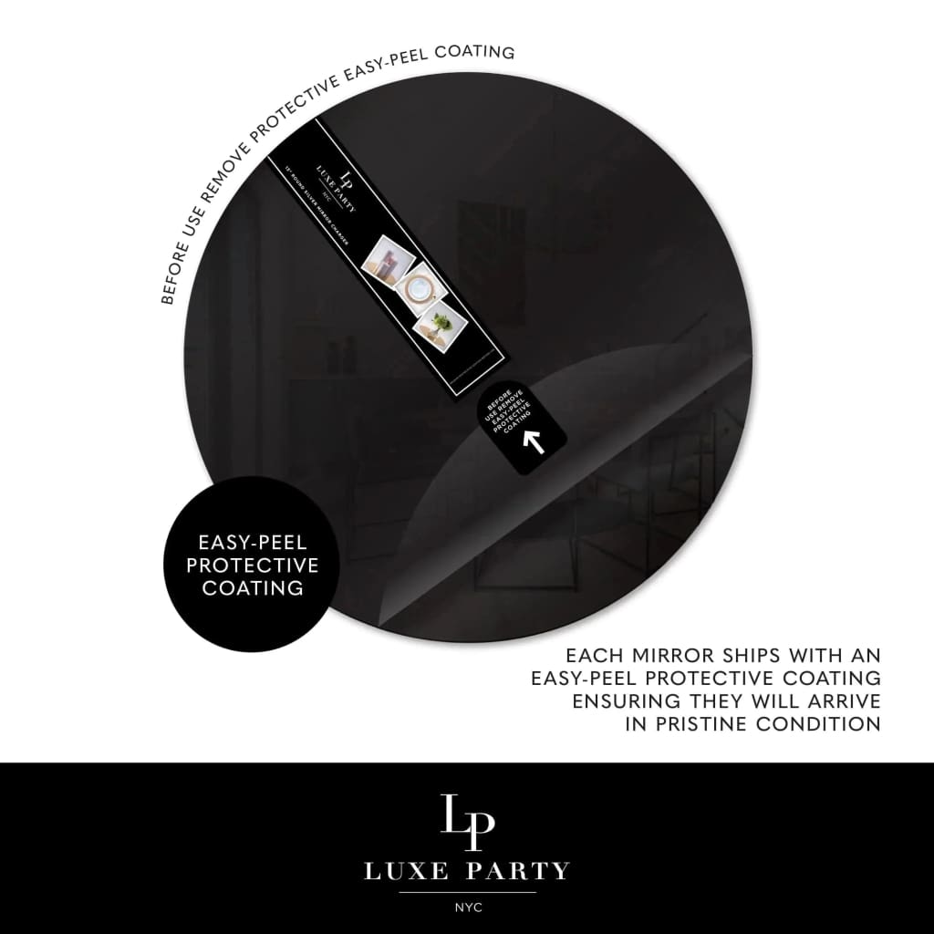 13" Black Round Light Weight Mirror Charger Plate