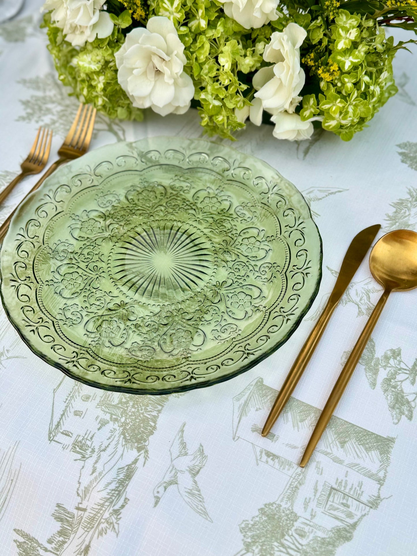 Green French Toile - Spill Proof