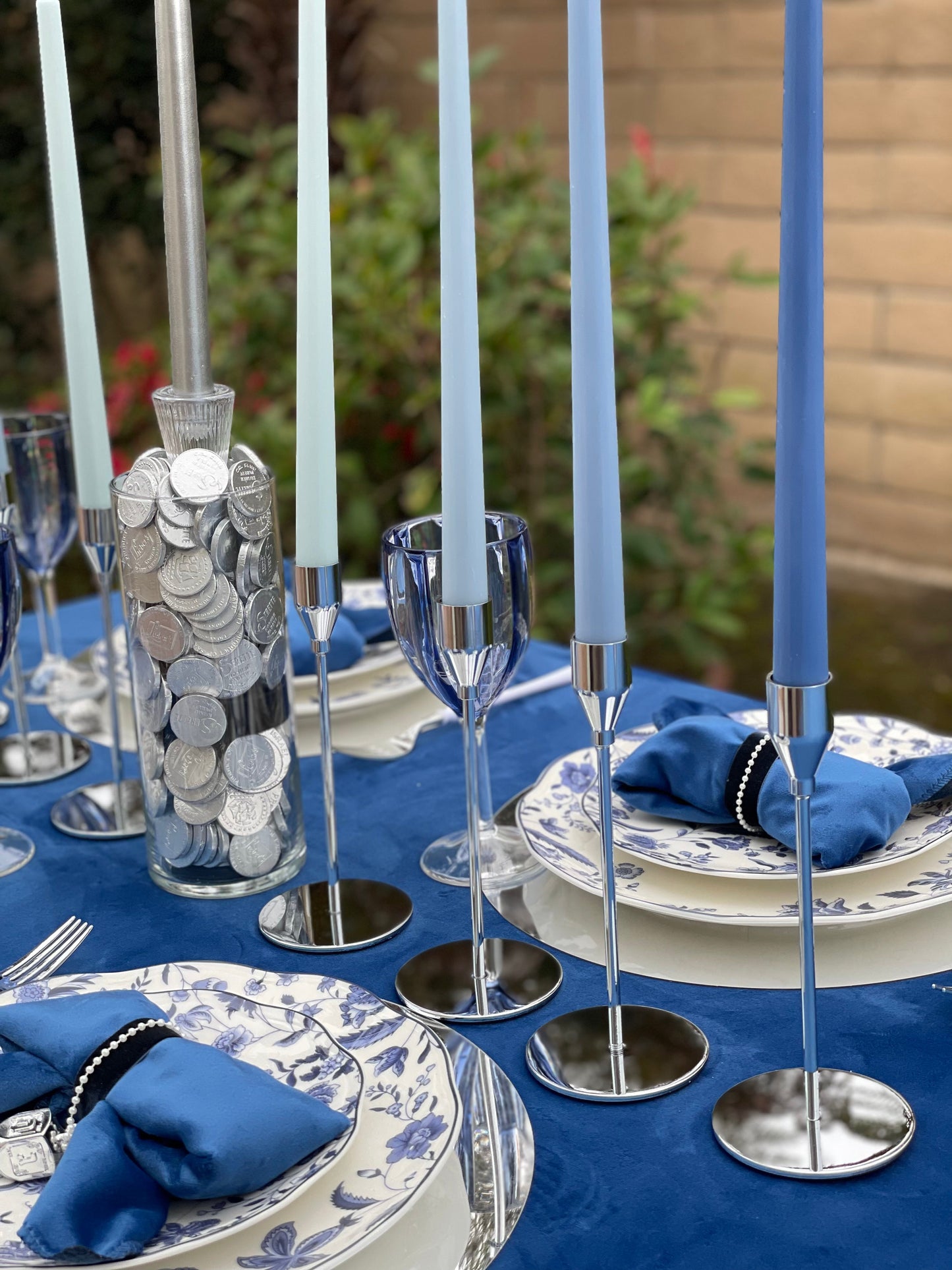 Silver Metal Candlestick holders - Set of 3