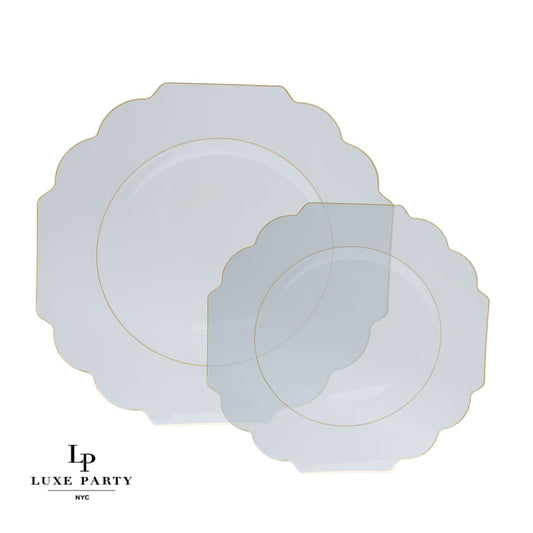 Scalloped Clear • Gold Plastic Plates | 10 Pack