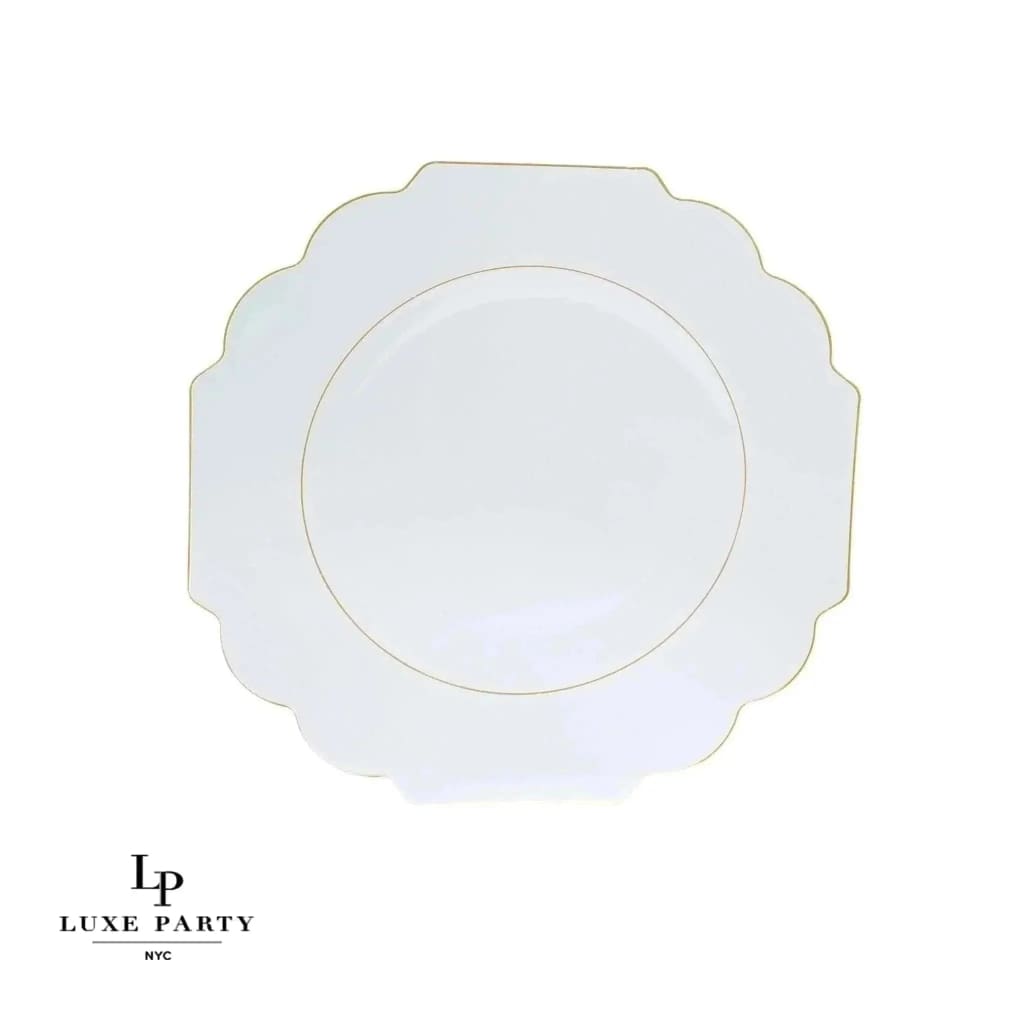 Scalloped Clear • Gold Plastic Plates | 10 Pack