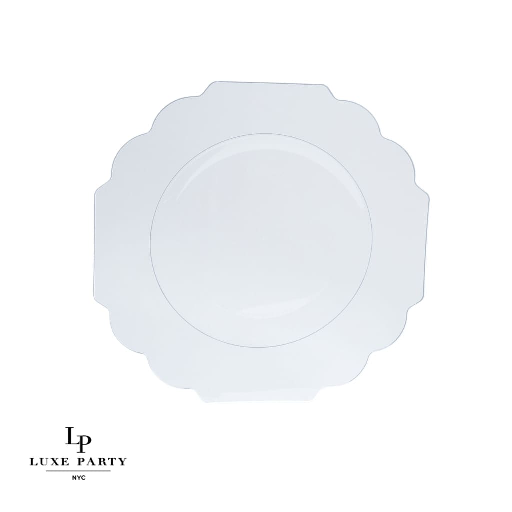 Scalloped Clear • Silver Plastic Plates | 10 Pack