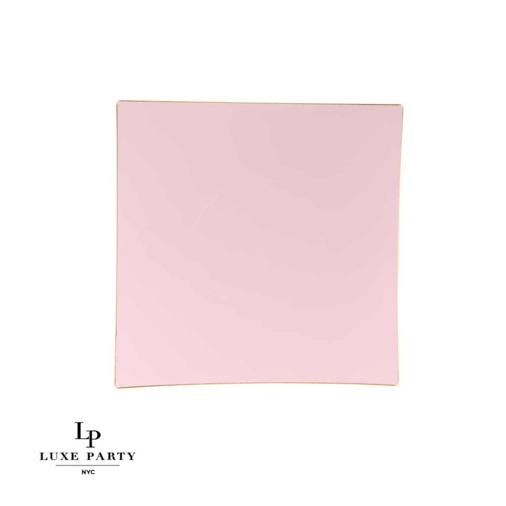 Square Coupe Blush • Gold Plastic Plates | 10 Pack