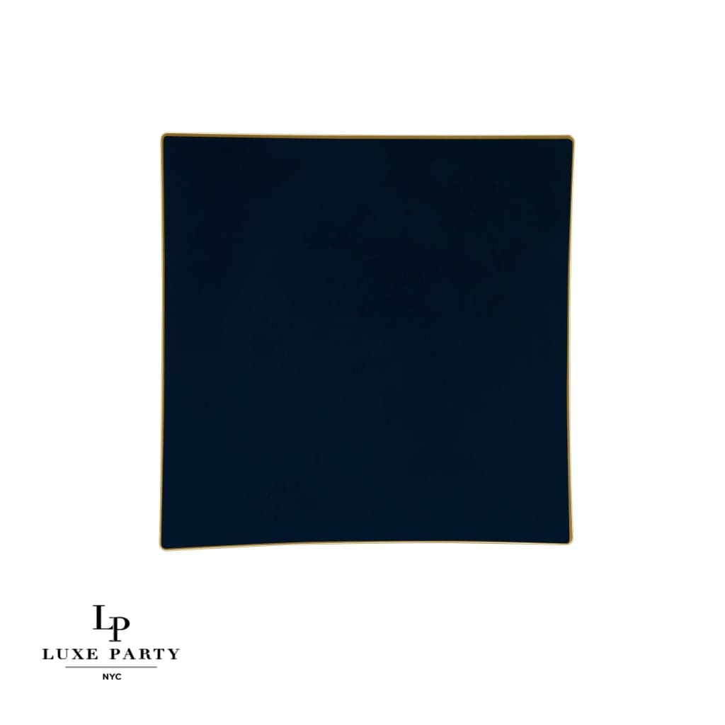 Square Coupe Navy • Gold Plastic Plates | 10 Pack